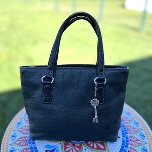 Fossil Black Pebbled Leather Bag 75082 Handbag Small Purse Satchel Bag Retro